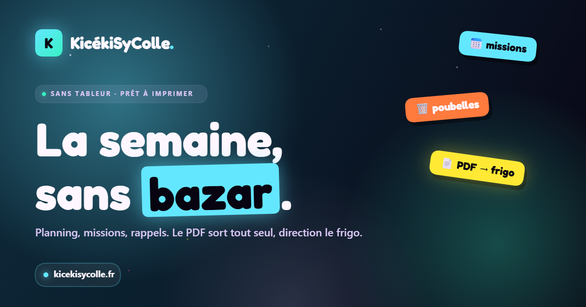 KicékiSyColle avec un planning de missions hebdomadaires